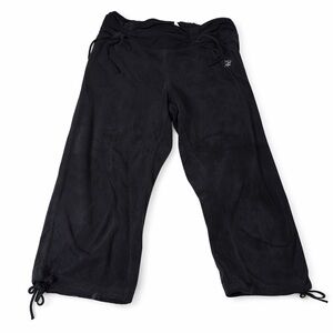 Triple Five Soul Vintage Black Cotton Capri Pants Drawstring Bottoms and Waist